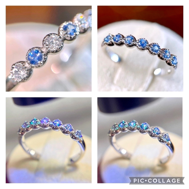 ベニトアイトハーフエタニティリング pt900 0.26ct ミル打ち ベニトアイトハーフエタニティリング pt900 0.26ct ミル打ち