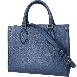 ルイヴィトン(LOUIS VUITTON)のルイヴィトン LOUIS VUITTON ハンドバッグ オンザゴーPM モノグラムアンプラント カーフレザー メタリックブルー ネイビー レディース 新品 14926(ハンドバッグ)