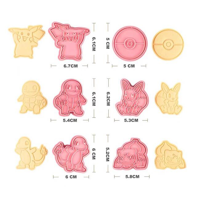 マリオ&ポケモン　ピカチュウ 　クッキー型　6個セットお菓子作り　型抜き インテリア/住まい/日用品のキッチン/食器(調理道具/製菓道具)の商品写真