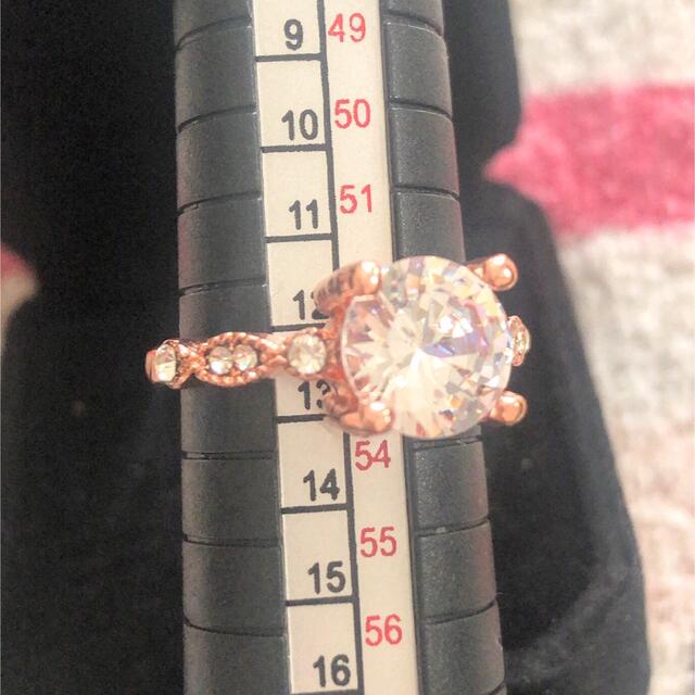 大粒キュービックジルコニアのピンクゴールドのリング レディースのアクセサリー(リング(指輪))の商品写真