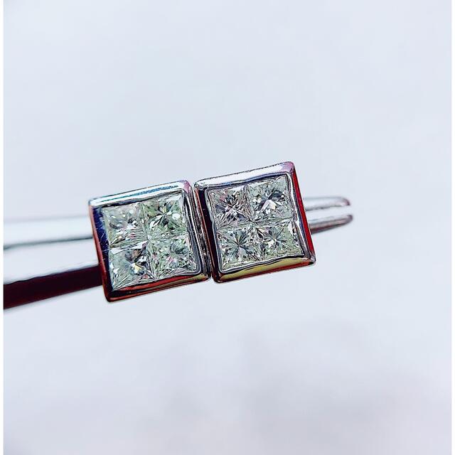 ★0.5ct〜0.6ct★✨プリンセスダイヤモンドK18WGピアスイヤリング