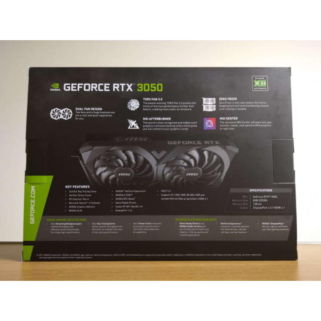 新品 保証有 MSI RTX 3050 VENTUS 2X 8G OC 限定特売品 22656円引き