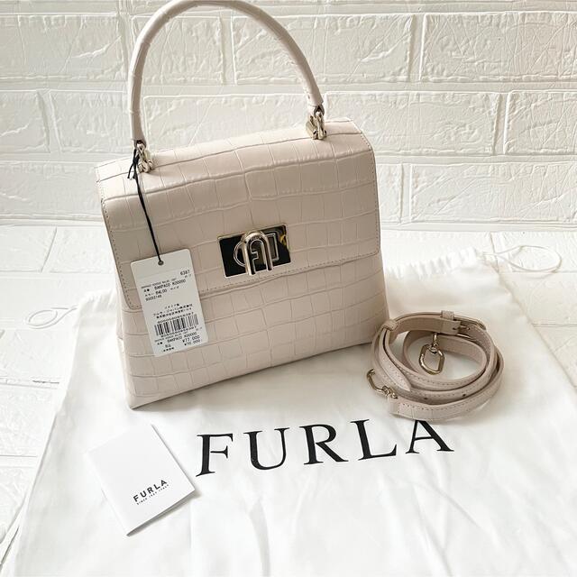 FURLA　top handle クロコ型押し　ハンドバッグ　ショルダーバッグ