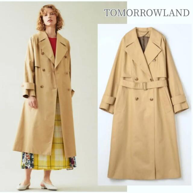 TOMORROWLAND(トゥモローランド)のTOMORROWLANDファインコットントレンチコート ロング丈オーバーサイズ レディースのジャケット/アウター(トレンチコート)の商品写真