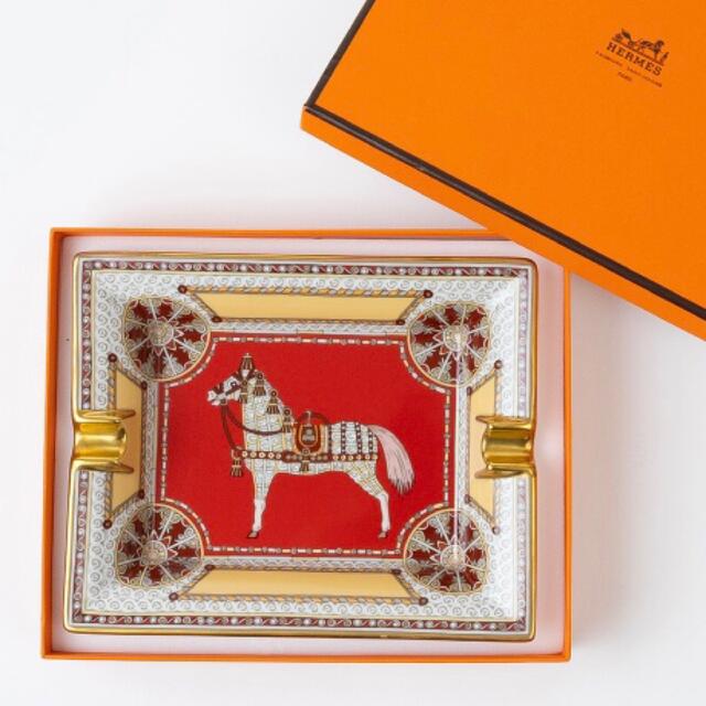 ほぼ未使用 HERMES エルメス アッシュトレー 灰皿 馬 ホース柄 リアル