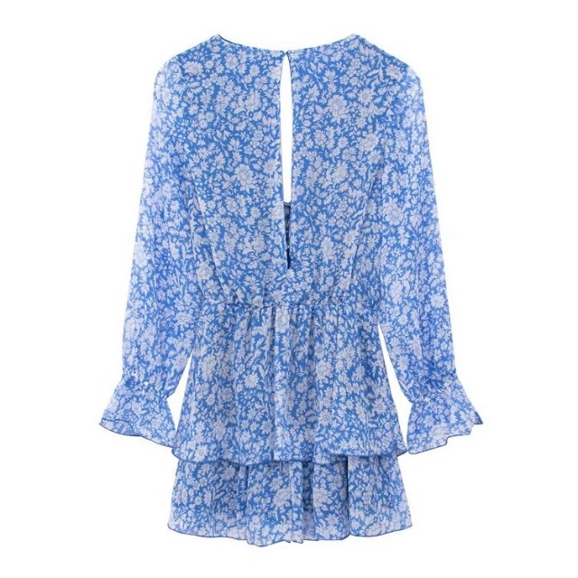 ZARA(ザラ)の👗3月新作💐7672◆blue ブルー フラワー 花柄 ワンピース レディースのワンピース(ミニワンピース)の商品写真