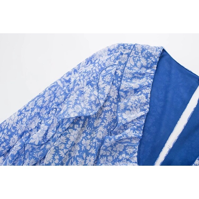 ZARA(ザラ)の👗3月新作💐7672◆blue ブルー フラワー 花柄 ワンピース レディースのワンピース(ミニワンピース)の商品写真
