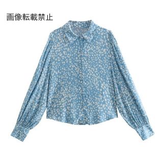 ザラ(ZARA)の👗3月新作💐7677◆blue ブルー ダルメシアン柄 シャツ ブラウス(シャツ/ブラウス(長袖/七分))