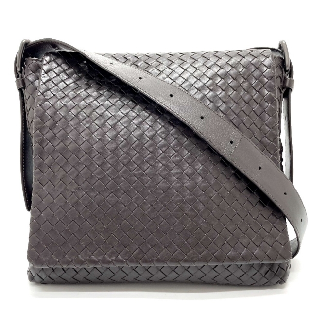 BOTTEGAVENETA ボッテガヴェネタ ナッパメッセンジャー 310774 斜め掛けショルダーバッグ イントレチャート レザー ブラック/151612