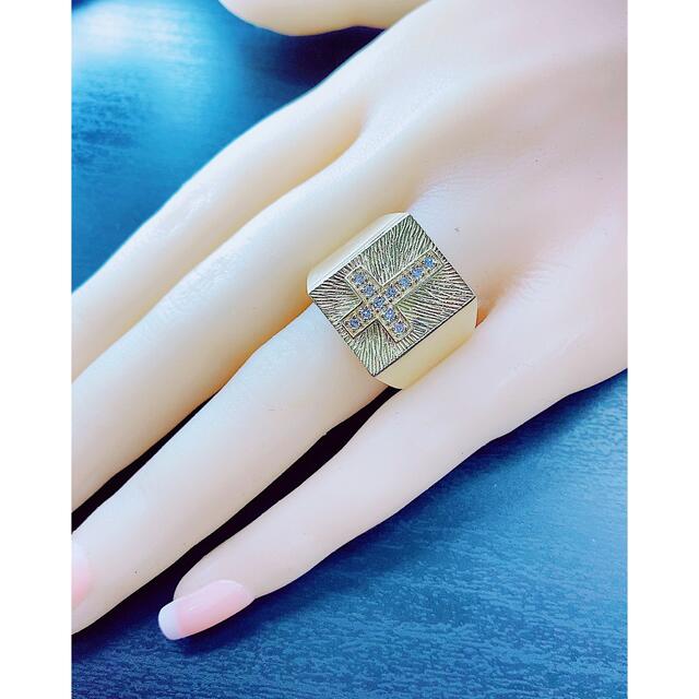 11g☆0.25ct☆✨ダイヤモンドK10クロスモチーフリング指輪 | www