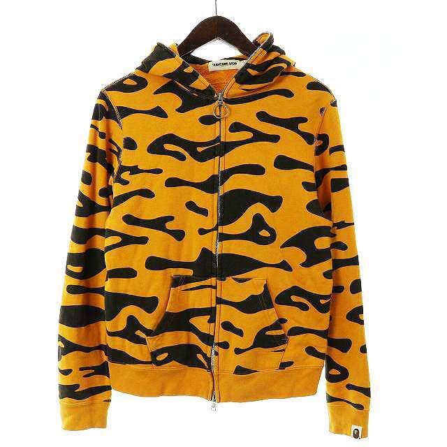 A BATHING APE(アベイシングエイプ)のアベイシングエイプ A BATHING APE パーカー 長袖 S オレンジ 黒 メンズのトップス(パーカー)の商品写真