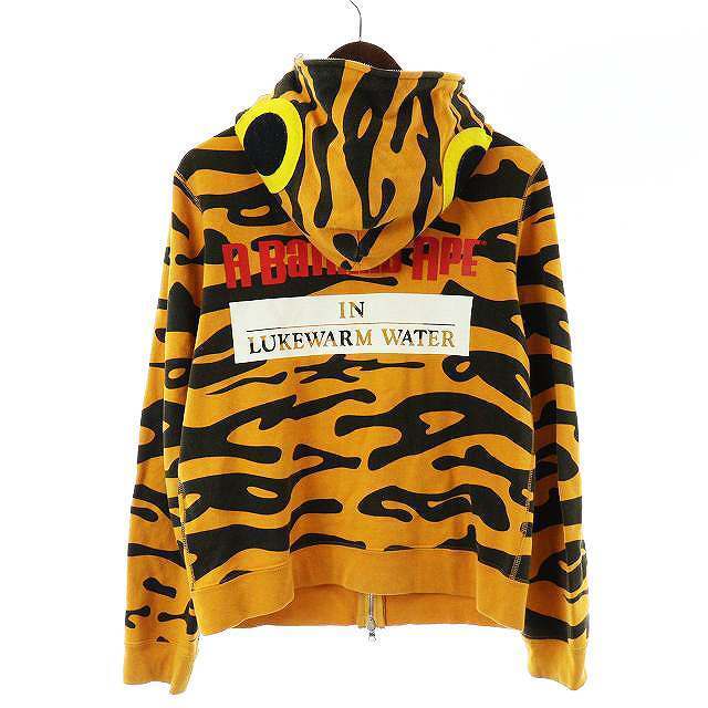 A BATHING APE(アベイシングエイプ)のアベイシングエイプ A BATHING APE パーカー 長袖 S オレンジ 黒 メンズのトップス(パーカー)の商品写真