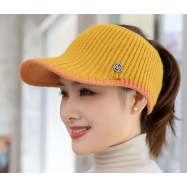 イエロー サンバイザー ゴルフ レディース ゴルフ女子 レディースの帽子(ニット帽/ビーニー)の商品写真