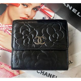 シャネル(CHANEL)の正規品  CHANEL シャネル  カメリア 折財布  ブラック(財布)