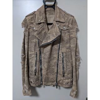 バルマン(BALMAIN)のBALMAIN　迷彩柄ダメージライダース(ライダースジャケット)