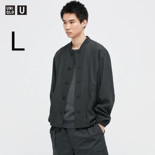 ユニクロ(UNIQLO)のUNIQLO U 22SS リブ ブルゾン ダークグレー L(ブルゾン)