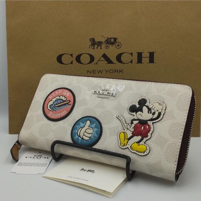 【新品】COACH コーチ　長財布　正規品　ミッキー　コラボ　パッチワーク