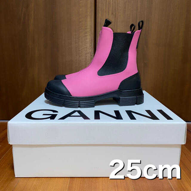 GANNI ガニー　ラバーアンクルブーツ　長靴 レインブーツ　25cm ピンク