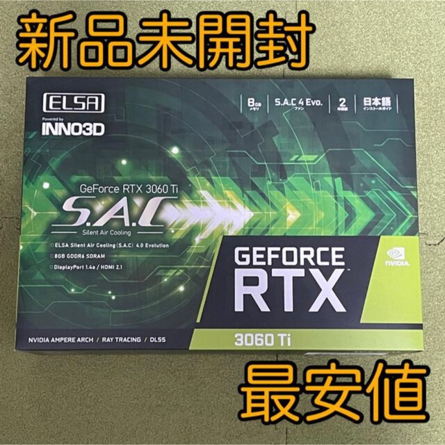 新品未開封 ELSA GeForce RTX3060Ti S.A.C LHR状態新品未開封保証書あり