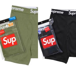 シュプリーム(Supreme)のsupreme Hanes ボクサーパンツ Sサイズ(ブラック・オリーブ)(ボクサーパンツ)