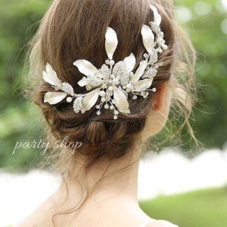 ヘッドドレス リーフ 結婚式 ウェディング ブライダル ヘアアクセサリー ボンネ(ヘッドドレス/ドレス)