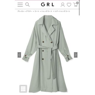 グレイル(GRL)のGRL シアートレンチコート　Sサイズ　グリーン(トレンチコート)