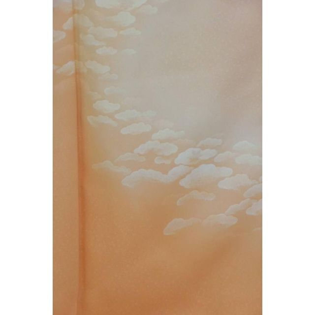 Ｓお仕立て上がり正絹訪問着　橙色地に雲取り模様 レディースの水着/浴衣(着物)の商品写真
