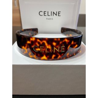 未使用 展示品 セリーヌ CELINE ロゴ ヘッドバンド カチューシャ べっ甲柄 プラスチック ダークハバナ ゴールド 46Y376CEA VLP 90208370