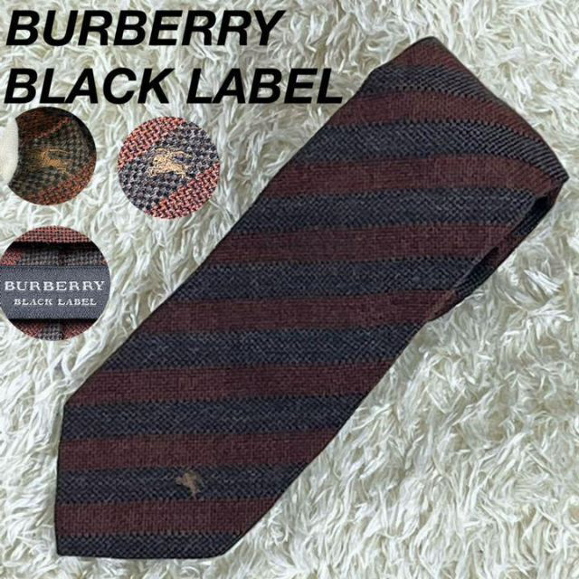 BURBERRY BLACK LABEL(バーバリーブラックレーベル)のバーバリーブラックレーベル  ネクタイ　ホースロゴ　ブラウン　シルク混 メンズのファッション小物(ネクタイ)の商品写真