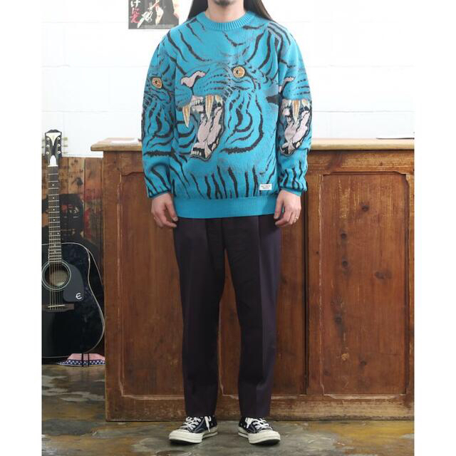 WACKO MARIA 新品 WACKOMARIA TIM LEHI SWEATER ブルー 完売最安値の通販 by モトカー｜ワコマリアならラクマ