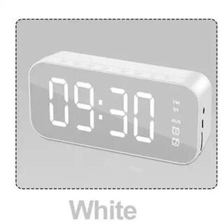 おすすめ　ミラー 目覚まし時計 デジタル 置き時計 スピーカー USB給電 白(置時計)