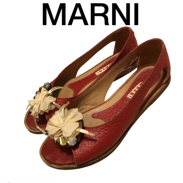 Marni - マルニ イタリア製 フラワーデザイン ビジュー オープントゥレザーサンダルの通販 by 断捨離王子's shop｜マルニならラクマ