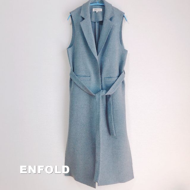 ENFOLD - 【ENFOLD】エンフォルド 圧縮メルトン ベルト カットオフ ロングベストジレ