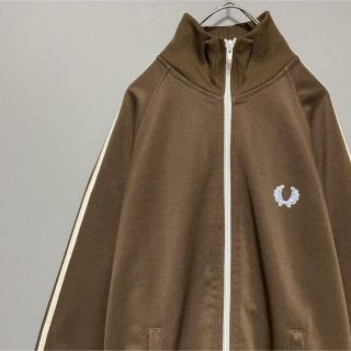 フレッドペリー(FRED PERRY)の超希少⭐︎美品 フレッドペリー ジャージ 青タグ 刺繍ロゴ 2本線 ブラウン M(ジャージ)