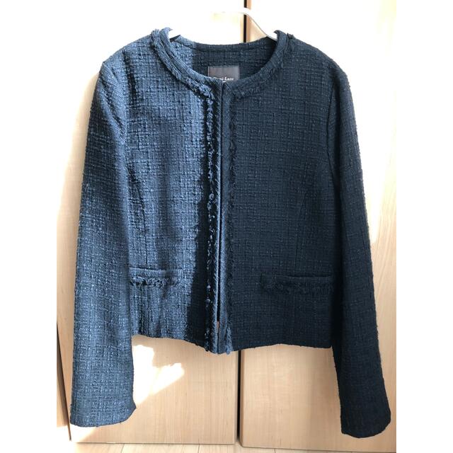 DEUXIEME CLASSE(ドゥーズィエムクラス)のDemi-LuxeBEAMS ツィードジャケットNAVY 36　卒入園学　36 レディースのジャケット/アウター(ノーカラージャケット)の商品写真