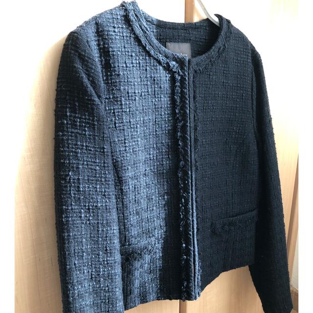 DEUXIEME CLASSE(ドゥーズィエムクラス)のDemi-LuxeBEAMS ツィードジャケットNAVY 36　卒入園学　36 レディースのジャケット/アウター(ノーカラージャケット)の商品写真