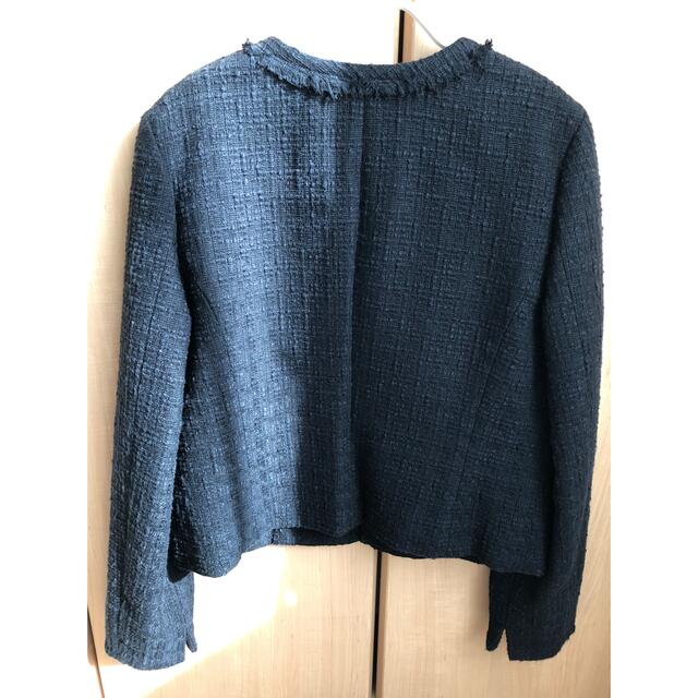 DEUXIEME CLASSE(ドゥーズィエムクラス)のDemi-LuxeBEAMS ツィードジャケットNAVY 36　卒入園学　36 レディースのジャケット/アウター(ノーカラージャケット)の商品写真