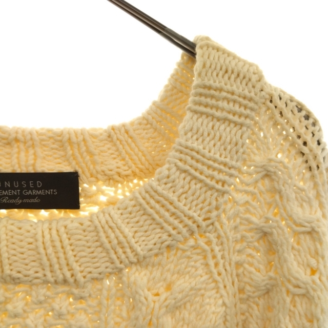 UNUSED(アンユーズド)のUNUSED アンユーズド Hand-knit cable crew neck sweater ハードキルトニットセーター US0954-C204S2 ホワイト メンズのトップス(ニット/セーター)の商品写真