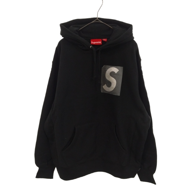 50センチ袖丈SUPREME シュプリーム 21SS Swarovski S Logo Hooded Sweatshirt スワロフスキー Sロゴ フーデッドスウェットシャツ プルオーバーパーカー ブラック