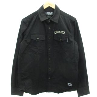 ジャックローズ(JACKROSE)のジャックローズ × CRAZY JET ワークシャツ 長袖 スカル柄 XL 黒(シャツ)