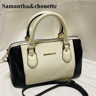 サマンサタバサ(Samantha Thavasa)の美品 Samantha&chouette ハンドバック 白 黒 ゴールド(ショルダーバッグ)