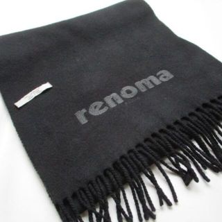 レノマ(RENOMA)のレノマ renoma 黒 ウール100% マフラー イタリア製(マフラー)