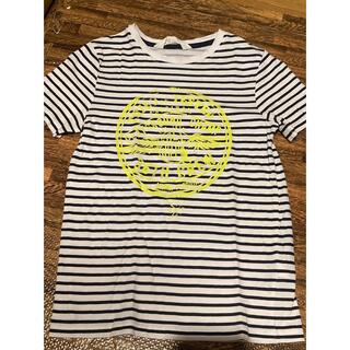 エイチアンドエム(H&M)のbaiya エイチアンドエム ティーシャツ 半袖 ボーダー 白黒 蛍光イエロー(Tシャツ/カットソー)