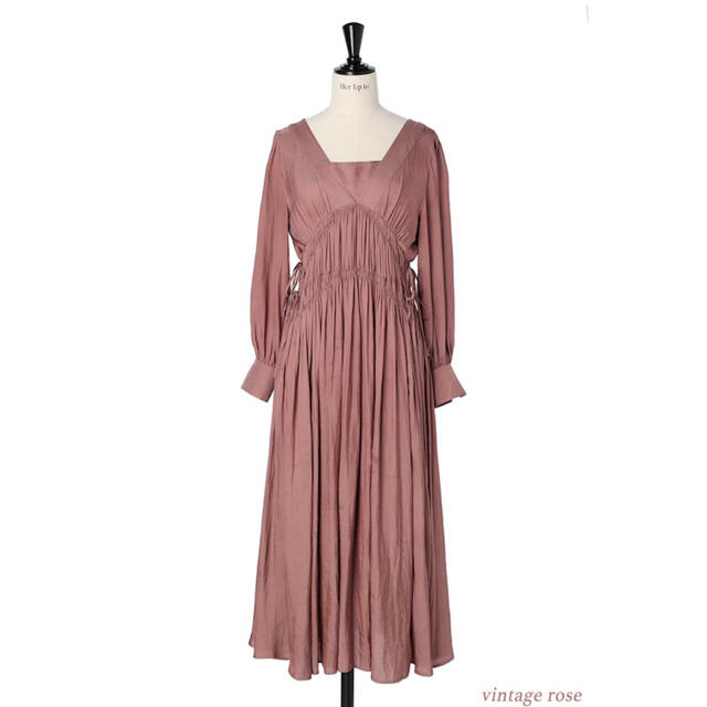 Her lip to side bow vintage twill dress 2