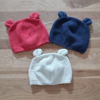 ベビーギャップ(babyGAP)のbaby GAP クマ耳ニット帽　48㎝　2枚セット(帽子)