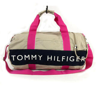トミーヒルフィガー(TOMMY HILFIGER)のTOMMY HILFIGER ボストンバッグ 円筒型 ロゴ ベージュ ピンク 紺(ボストンバッグ)