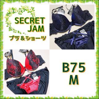 新品✿B75/M✿SECRETJAM✿光沢♪ブラ＆ショーツ✿2258(ブラ&ショーツセット)