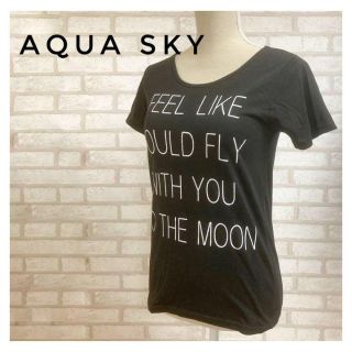 AQUA SKY アクアスカイ レディース ロゴ Tシャツ 黒 ブラック M(Tシャツ(半袖/袖なし))