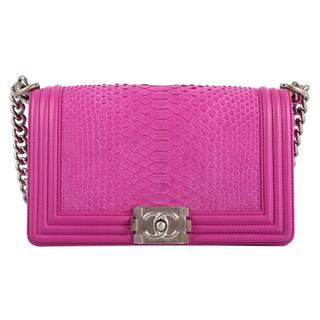 CHANEL Pink Python Boy Bag