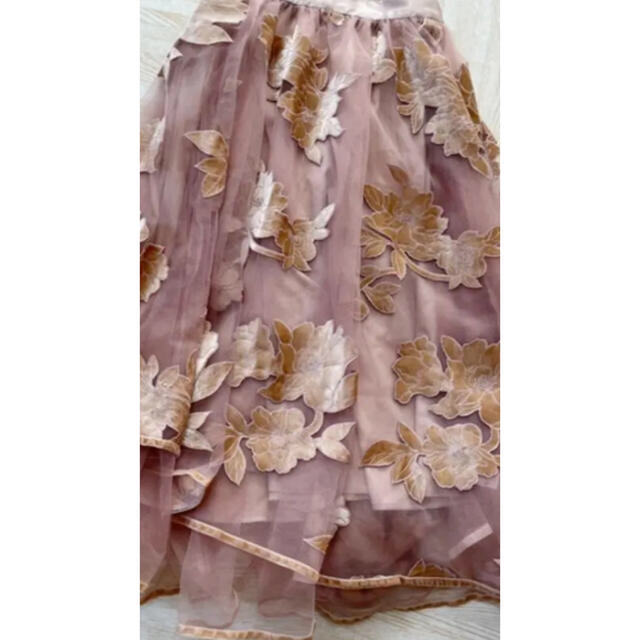 Lily Brown(リリーブラウン)のリリーブラウン ベロア レース花柄スカート レディースのスカート(ロングスカート)の商品写真